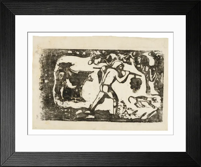 Framed Print : Tahitian Carrying Bananas, from the Suite of Late Wood-Block Prints, 1898 / 99 Framed Print : Tahitian Carrying Bananas, from the Suite of Late Wood-Block Prints, 1898 / 99