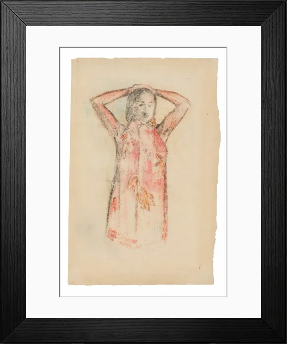 Framed Print : Tahitian Girl in a Pink Pareu, 1894. Creator: Paul Gauguin