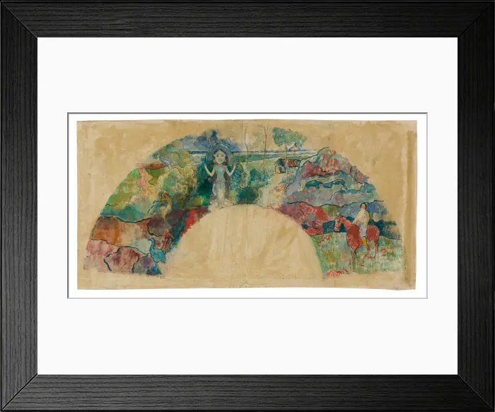 Framed Print : Design for a Fan Featuring a Landscape and a Statue of the Goddess Hina, 1900 / 03 Framed Print : Design for a Fan Featuring a Landscape and a Statue of the Goddess Hina, 1900 / 03