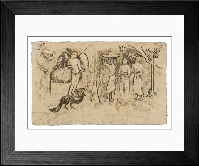 Framed Print : Angel, Peacock, and Three Tahitians, c. 1902. Creator: Paul Gauguin Framed Print : Angel, Peacock, and Three Tahitians, c. 1902. Creator: Paul Gauguin
