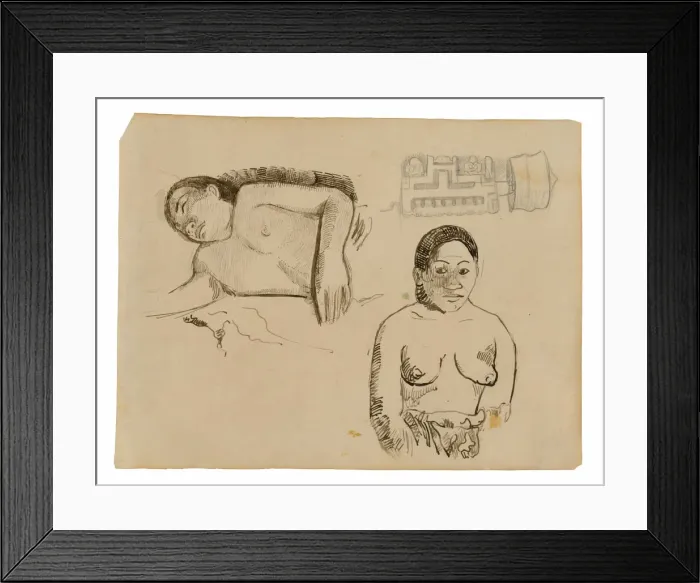Framed Print : Two Tahitian Women and a Marquesan Earplug, 1891 / 93. Creator: Paul Gauguin Framed Print : Two Tahitian Women and a Marquesan Earplug, 1891 / 93. Creator: Paul Gauguin