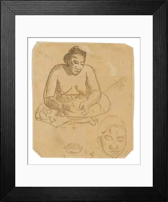 Framed Print : Seated Tahitian Woman (recto); Standing Tahitian Woman (verso), 1891 / 93 Framed Print : Seated Tahitian Woman (recto); Standing Tahitian Woman (verso), 1891 / 93