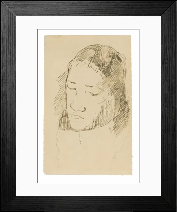 Framed Print : Head of a Tahitian Woman (recto), Sketches of Anatomical Details (verso), 1891 / 93 Framed Print : Head of a Tahitian Woman (recto), Sketches of Anatomical Details (verso), 1891 / 93