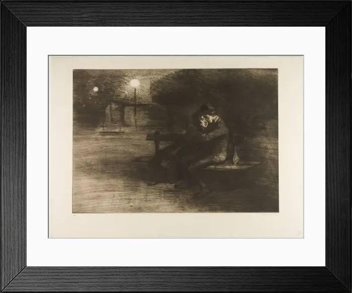 Framed Print : Lovers on a Bench, 1902. Creator: Theophile Alexandre Steinlen Framed Print : Lovers on a Bench, 1902. Creator: Theophile Alexandre Steinlen