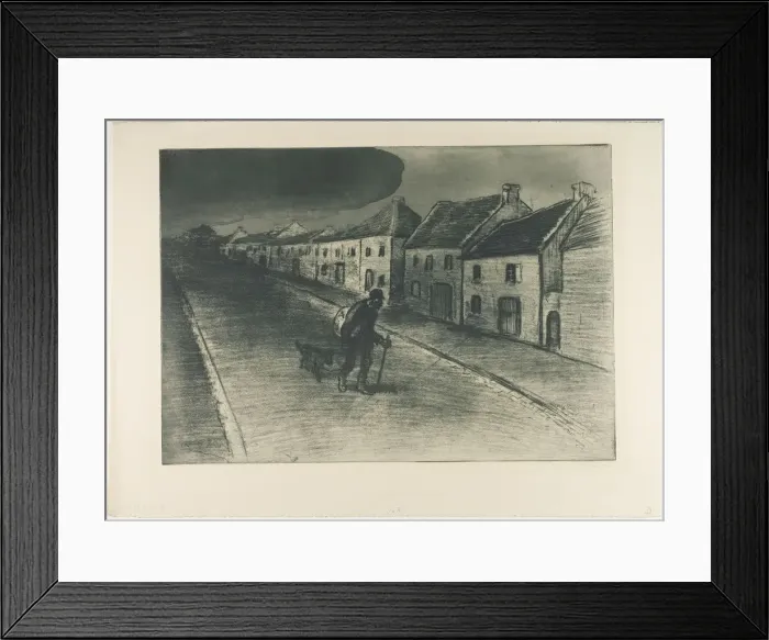Framed Print : Tramp Passing Through a Sleeping Village, 1902. Creator: Theophile Alexandre Steinlen Framed Print : Tramp Passing Through a Sleeping Village, 1902. Creator: Theophile Alexandre Steinlen
