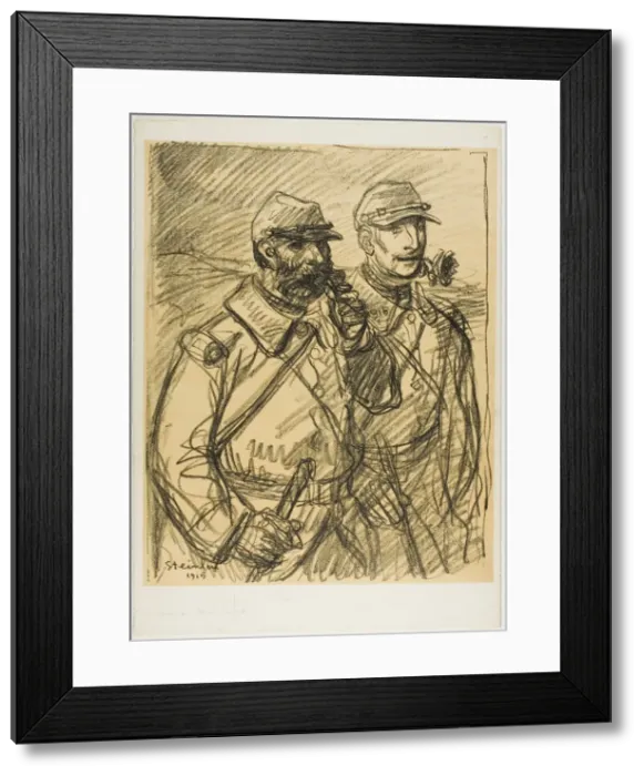 Framed Print : Two Soldiers, 1915. Creator: Theophile Alexandre Steinlen Framed Print : Two Soldiers, 1915. Creator: Theophile Alexandre Steinlen