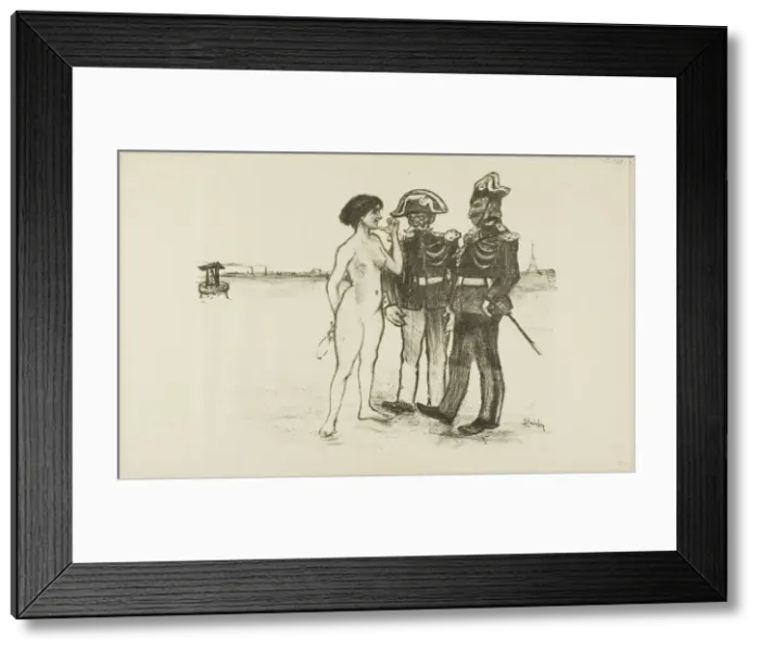 Framed Print : Truth and the Two Soldiers, 1891. Creator: Theophile Alexandre Steinlen Framed Print : Truth and the Two Soldiers, 1891. Creator: Theophile Alexandre Steinlen