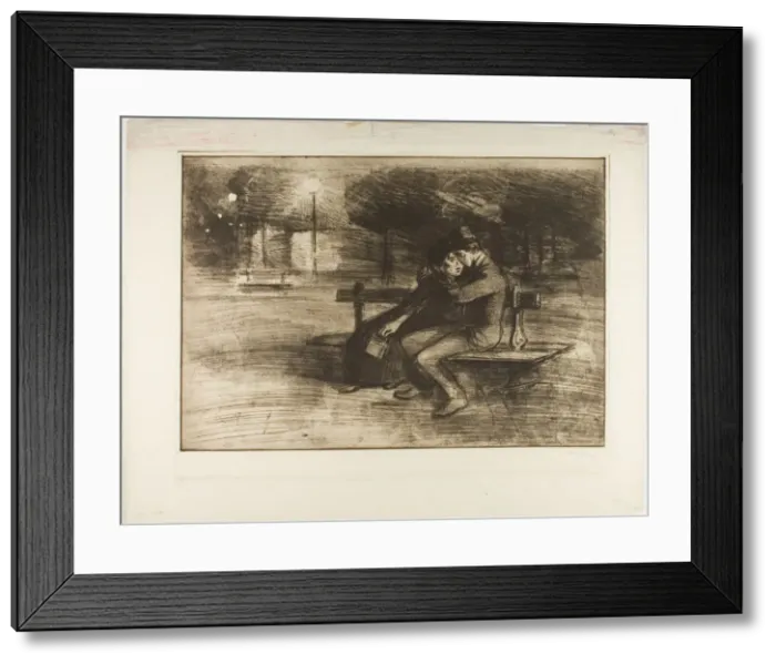 Framed Print : Lovers on a Bench, 822. Creator: Theophile Alexandre Steinlen Framed Print : Lovers on a Bench, 822. Creator: Theophile Alexandre Steinlen