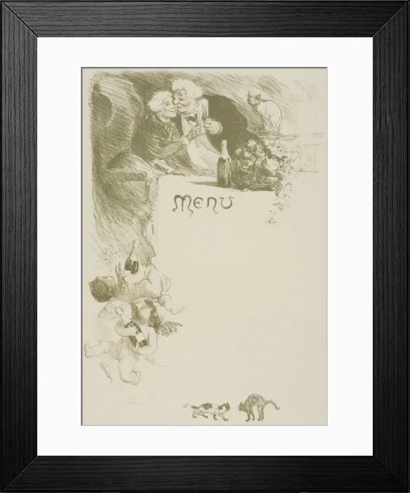 Framed Print : Menu Henriot, 1901. Creator: Theophile Alexandre Steinlen Framed Print : Menu Henriot, 1901. Creator: Theophile Alexandre Steinlen