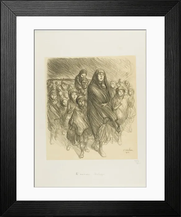 Framed Print : The Belgian Exodus, 1915. Creator: Theophile Alexandre Steinlen Framed Print : The Belgian Exodus, 1915. Creator: Theophile Alexandre Steinlen