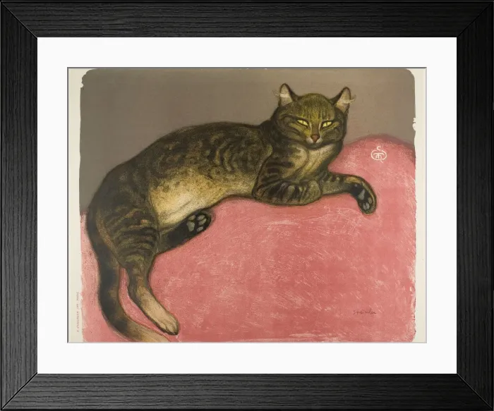 Framed Print : Winter: Cat on a Cushion, 1909. Creator: Theophile Alexandre Steinlen