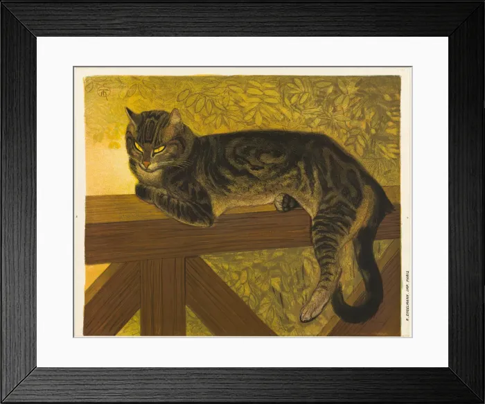 Framed Print : Summer: Cat on a Balustrade, 1909. Creator: Theophile Alexandre Steinlen Framed Print : Summer: Cat on a Balustrade, 1909. Creator: Theophile Alexandre Steinlen