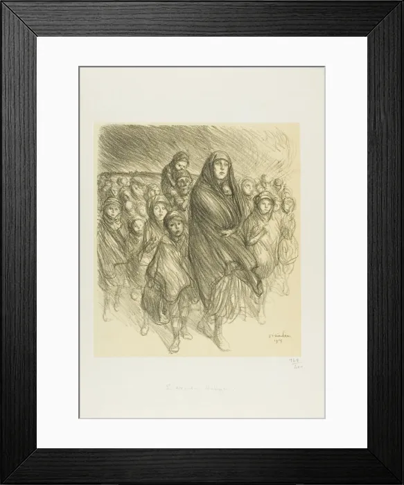Framed Print : The Belgian Exodus, 1915. Creator: Theophile Alexandre Steinlen Framed Print : The Belgian Exodus, 1915. Creator: Theophile Alexandre Steinlen