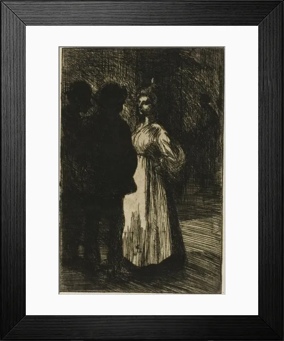 Framed Print : Conversation at Night, 1898. Creator: Theophile Alexandre Steinlen Framed Print : Conversation at Night, 1898. Creator: Theophile Alexandre Steinlen