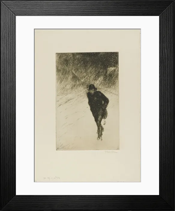 Framed Print : Vagabond in the Snow, 1902. Creator: Theophile Alexandre Steinlen Framed Print : Vagabond in the Snow, 1902. Creator: Theophile Alexandre Steinlen