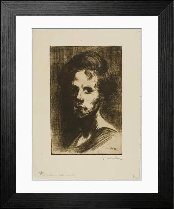 Framed Print : Head of a Woman, plate I, 1898. Creator: Theophile Alexandre Steinlen Framed Print : Head of a Woman, plate I, 1898. Creator: Theophile Alexandre Steinlen