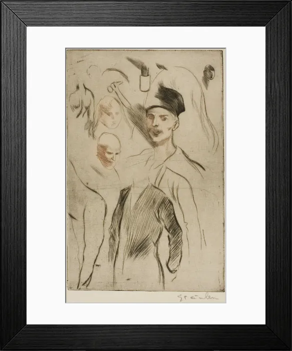 Framed Print : Plate of Sketches, no. 2, 1898. Creator: Theophile Alexandre Steinlen Framed Print : Plate of Sketches, no. 2, 1898. Creator: Theophile Alexandre Steinlen