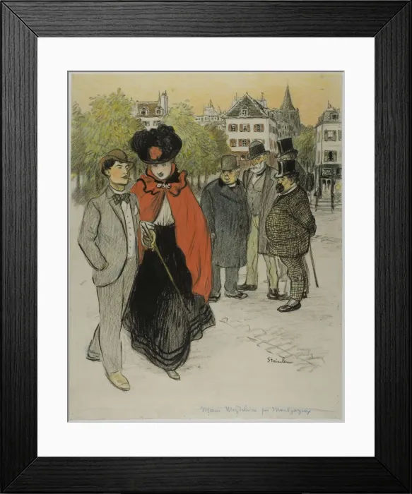 Framed Print : Gentleman Watching a Couple Promenading, c. 1895. Creator: Theophile Alexandre Steinlen Framed Print : Gentleman Watching a Couple Promenading, c. 1895. Creator: Theophile Alexandre Steinlen