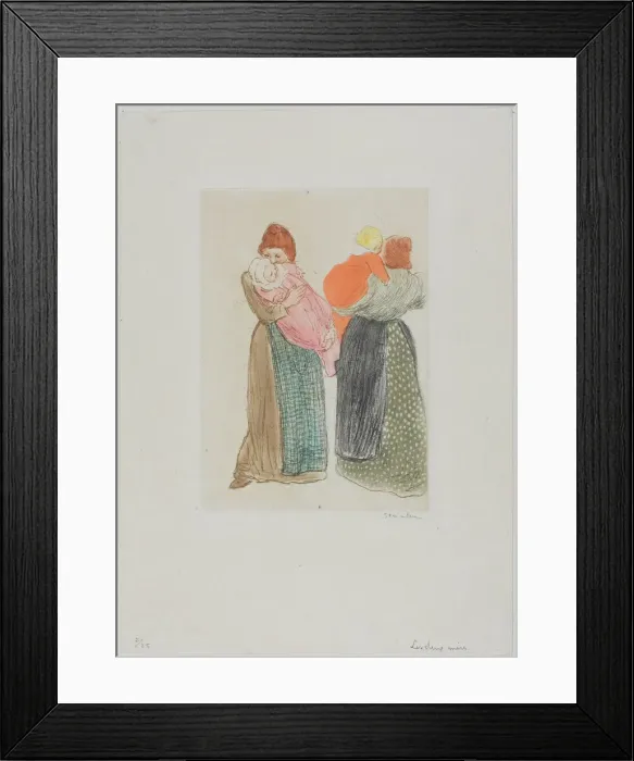 Framed Print : Two Mothers, 1903. Creator: Theophile Alexandre Steinlen Framed Print : Two Mothers, 1903. Creator: Theophile Alexandre Steinlen
