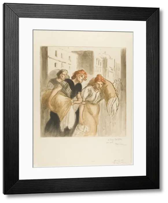 Framed Print : The Return from the Laundry, 4415. Creator: Theophile Alexandre Steinlen Framed Print : The Return from the Laundry, 4415. Creator: Theophile Alexandre Steinlen