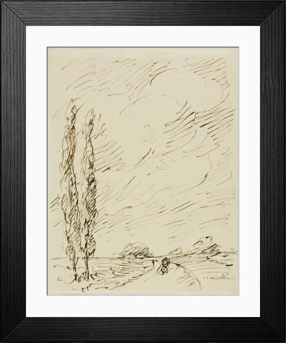 Framed Print : Tramp on a Road with Two Poplar Trees, n. d. Creator: Theophile Alexandre Steinlen Framed Print : Tramp on a Road with Two Poplar Trees, n. d. Creator: Theophile Alexandre Steinlen