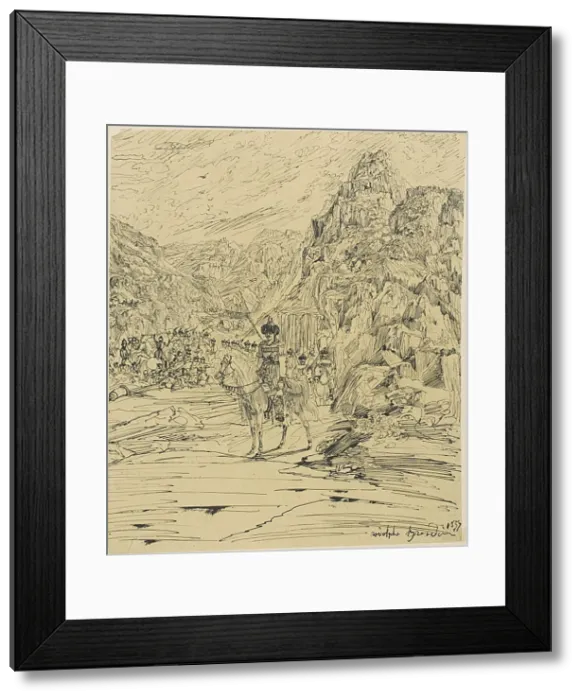 Framed Print : Battle in the Mountains, 1857. Creator: Rodolphe Bresdin Framed Print : Battle in the Mountains, 1857. Creator: Rodolphe Bresdin