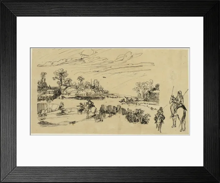Framed Print : Horsemen and Fishermen, n. d. Creator: Rodolphe Bresdin Framed Print : Horsemen and Fishermen, n. d. Creator: Rodolphe Bresdin