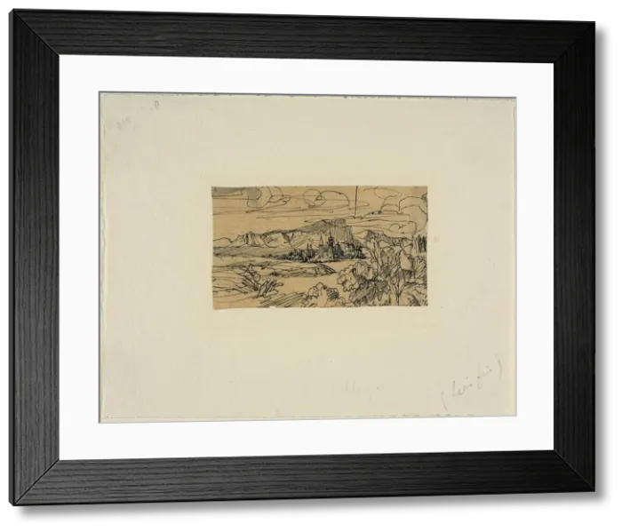 Framed Print : Cathedral and Village on a Lake, n. d. Creator: Rodolphe Bresdin Framed Print : Cathedral and Village on a Lake, n. d. Creator: Rodolphe Bresdin