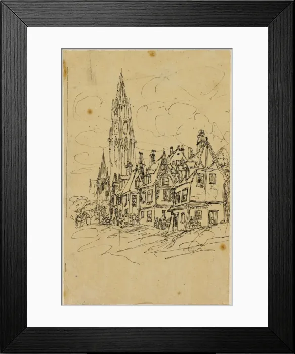 Framed Print : The Flemish Belfry, n. d. Creator: Rodolphe Bresdin Framed Print : The Flemish Belfry, n. d. Creator: Rodolphe Bresdin