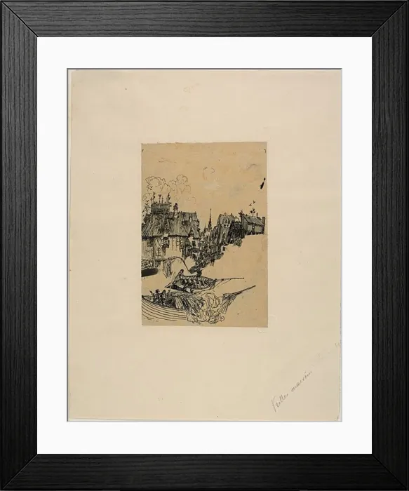 Framed Print : Old Houses and Fishing Boats, n. d. Creator: Rodolphe Bresdin Framed Print : Old Houses and Fishing Boats, n. d. Creator: Rodolphe Bresdin