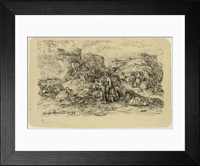 Framed Print : The Smugglers, 1858. Creator: Rodolphe Bresdin Framed Print : The Smugglers, 1858. Creator: Rodolphe Bresdin