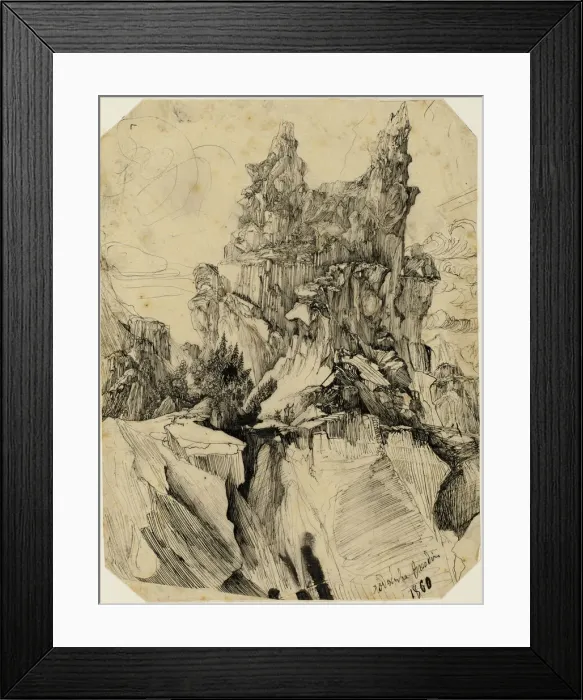 Framed Print : The Crevasse, 1860. Creator: Rodolphe Bresdin