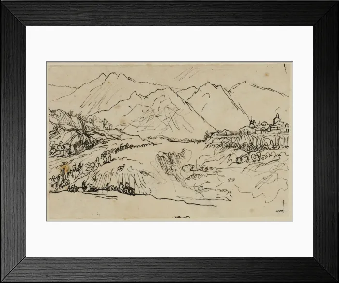 Framed Print : Village in Mountains, n. d. Creator: Rodolphe Bresdin Framed Print : Village in Mountains, n. d. Creator: Rodolphe Bresdin