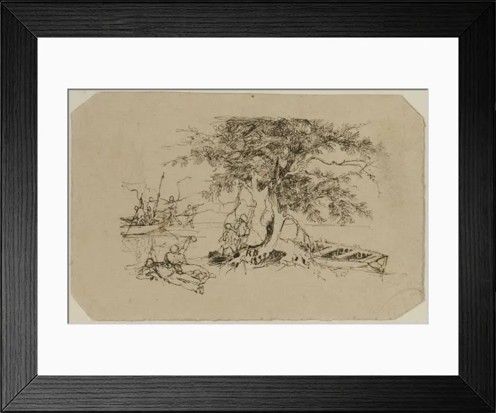 Framed Print : Fishing Spot, 1839. Creator: Rodolphe Bresdin Framed Print : Fishing Spot, 1839. Creator: Rodolphe Bresdin