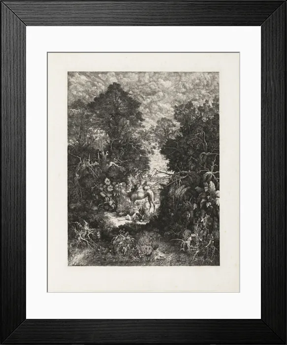 Framed Print : The Good Samaritan, 1861. Creator: Rodolphe Bresdin