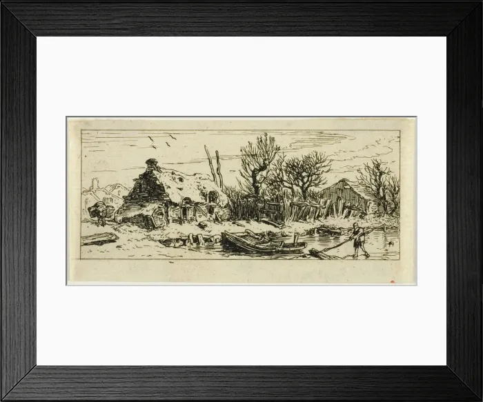 Framed Print : The Frozen Pond, small plate, 1845. Creator: Charles Emile Jacque Framed Print : The Frozen Pond, small plate, 1845. Creator: Charles Emile Jacque