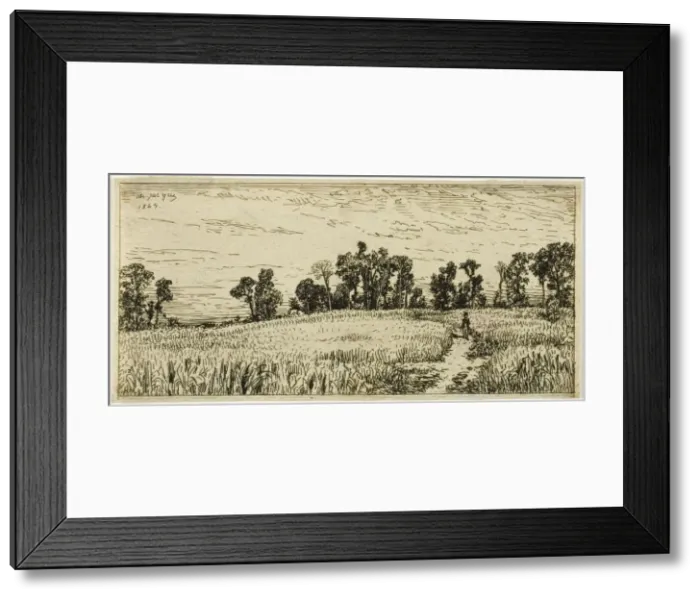 Framed Print : Wheat Field, 1844. Creator: Charles Emile Jacque Framed Print : Wheat Field, 1844. Creator: Charles Emile Jacque