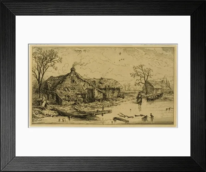 Framed Print : The Frozen Pond, 1845. Creator: Charles Emile Jacque Framed Print : The Frozen Pond, 1845. Creator: Charles Emile Jacque