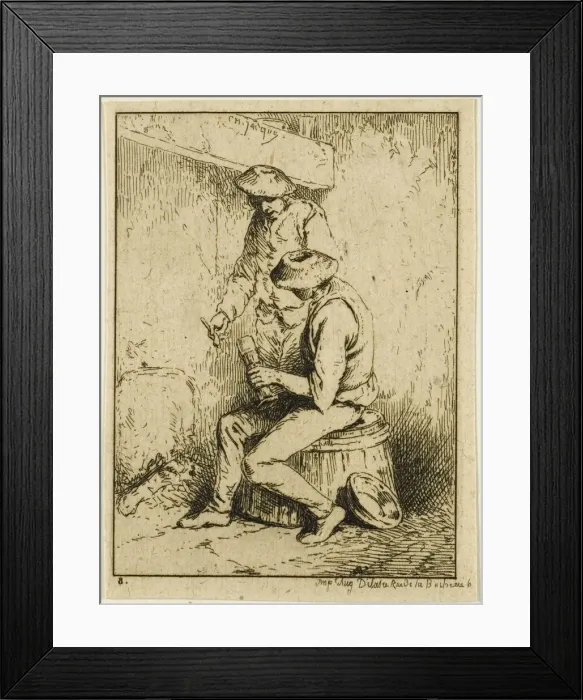 Framed Print : Drinkers, n. d. Creator: Charles Emile Jacque Framed Print : Drinkers, n. d. Creator: Charles Emile Jacque