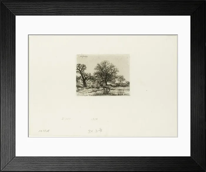 Framed Print : Trees and Cows near a Pond, 1850. Creator: Charles Emile Jacque Framed Print : Trees and Cows near a Pond, 1850. Creator: Charles Emile Jacque