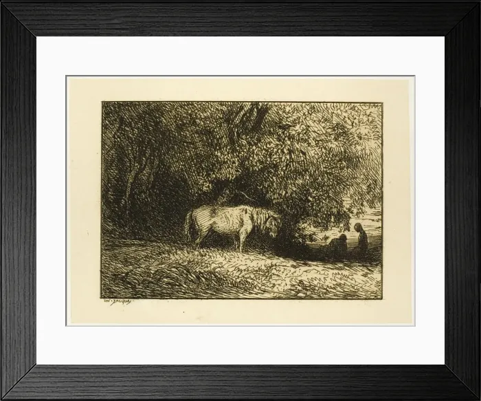 Framed Print : Horse in a Wood, 1846. Creator: Charles Emile Jacque Framed Print : Horse in a Wood, 1846. Creator: Charles Emile Jacque