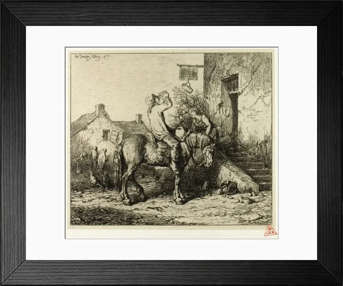 Framed Print : Entrance to an Inn, with Peasant Drinking, 1849. Creator: Charles Emile Jacque Framed Print : Entrance to an Inn, with Peasant Drinking, 1849. Creator: Charles Emile Jacque