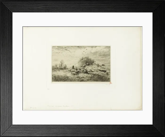 Framed Print : Landscape with Herd of Pigs, 1845. Creator: Charles Emile Jacque Framed Print : Landscape with Herd of Pigs, 1845. Creator: Charles Emile Jacque