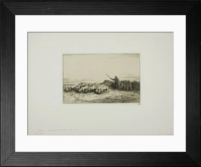 Framed Print : Herd of Pigs, 1850. Creator: Charles Emile Jacque