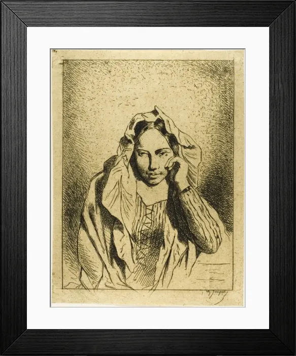 Framed Print : Portrait of a Seated Woman, n. d. Creator: Charles Emile Jacque Framed Print : Portrait of a Seated Woman, n. d. Creator: Charles Emile Jacque