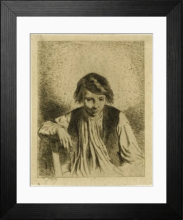 Framed Print : Seated Boy, n. d. Creator: Charles Emile Jacque Framed Print : Seated Boy, n. d. Creator: Charles Emile Jacque
