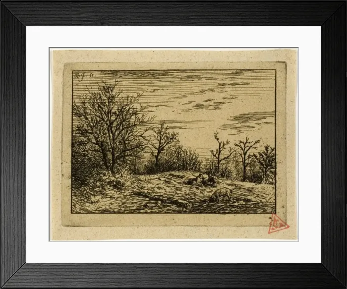 Framed Print : Landscape in Winter, 1846. Creator: Charles Emile Jacque Framed Print : Landscape in Winter, 1846. Creator: Charles Emile Jacque