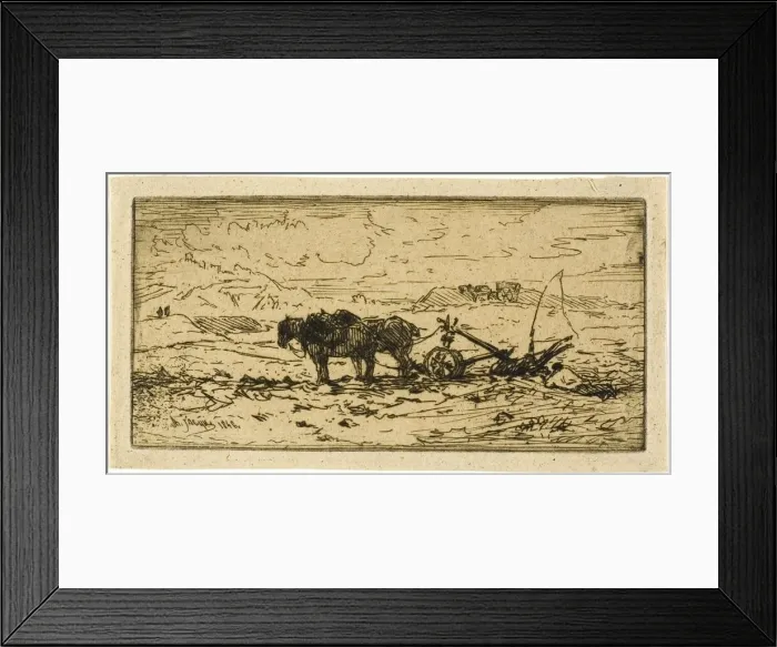 Framed Print : Plowman and his Team Resting, 1846. Creator: Charles Emile Jacque Framed Print : Plowman and his Team Resting, 1846. Creator: Charles Emile Jacque