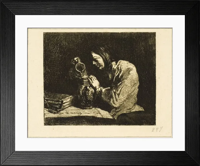 Framed Print : Bust of a Man, c. 1843. Creator: Charles Emile Jacque Framed Print : Bust of a Man, c. 1843. Creator: Charles Emile Jacque