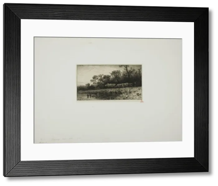 Framed Print : Evening Landscape, 1850. Creator: Charles Emile Jacque Framed Print : Evening Landscape, 1850. Creator: Charles Emile Jacque